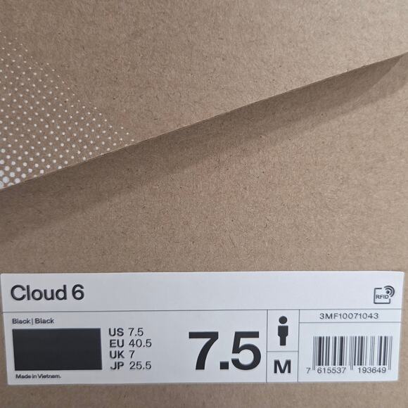 On Running Cloud 6 Triple Black Size 7.5 Men\'s Shoes 3MF10071043 main image 7